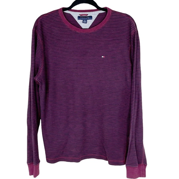 Tommy Hilfiger Other - Tommy Hilfiger Burgundy Stripe Ribbed Long Sleeve Shirt